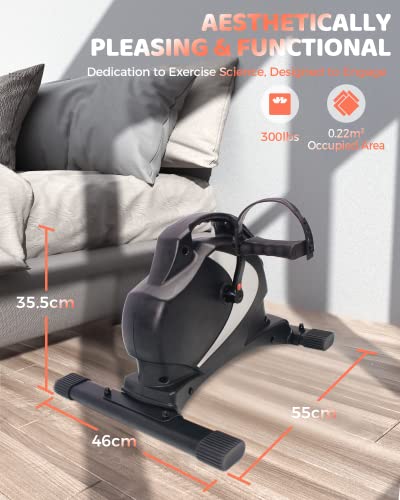 Niceday Mini Exercise Bike, Foot Pedal Exerciser, Under Desk Bike, Desk Pedal Bike, 8 Magnetic Levels Resistance, Quiet and Smooth, LCD Monitor,