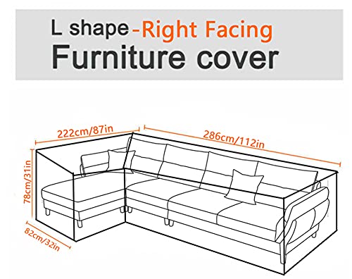 COOSOO Garden Furniture Covers L-Shape Furniture Cover Waterproof Windproof 420D Heavy Duty Oxford Fabric Outdoor Patio Sectional Couch Rattan Co