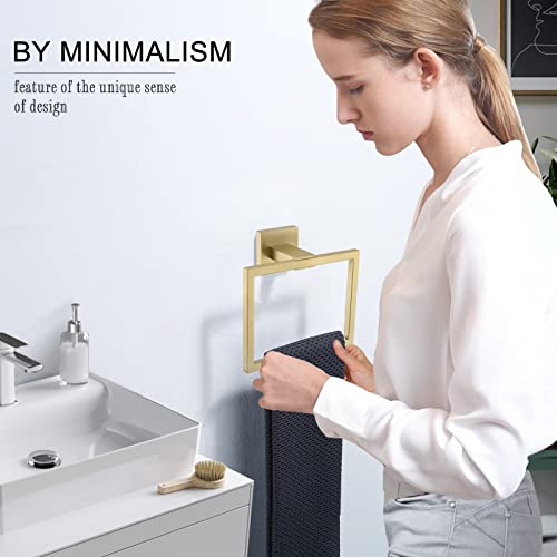TURS Towel Rail Polish Black Towel Ring SUS 304 Stainless Steel Wall Mounted Black White Gold Chrome Polished Finish Bathroom (Brass)