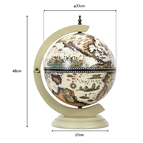 GiantexUK Tabletop Globe Shaped Wine Stand, Mini Wooden Wine Beverage Bottle Holder, Bar Storage Cabinet for kitchen, Dining Room and Living Room