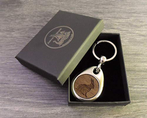 Rabbit Design Wooden Keyring with Gift Box