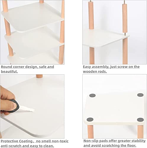 LUCKNOCK 7 Tiers Vertical Shoe Rack, Narrow Shoe Organizer, Stylish Wooden Shoe Storage Stand, Space Saving Shoe Shelf, Shoe Tower, Free Standing