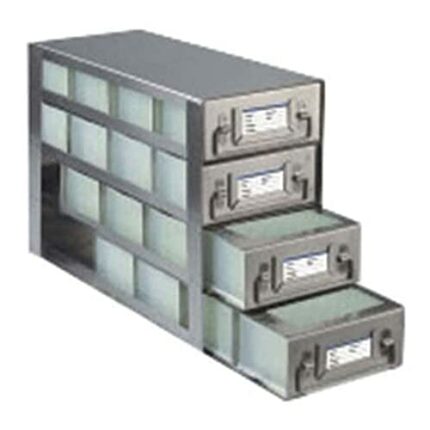 Argos Technologies RDDP44A Upright Freezer Drawer Rack for 96 Deep Well Plate, 4 Drawer, 4 Compartment per Drawer, Capacity 16 Plate, 14 1/2" Len