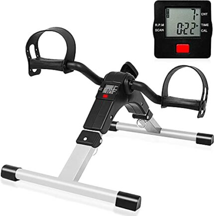 EVOLVE Foldable Mini Pedal Exercise Bike for Home/Office Workout Pedal Exerciser with LCD Display, Adjustable Resistance, Under Desk Bike, Exerci