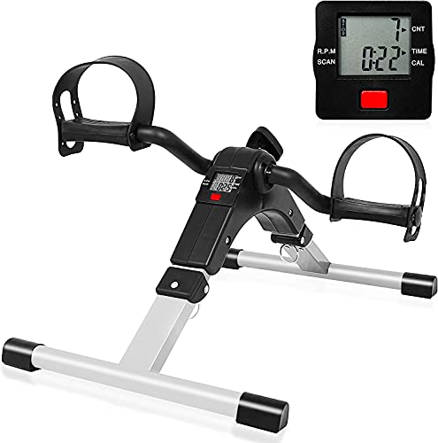 EVOLVE Foldable Mini Pedal Exercise Bike for Home/Office Workout Pedal Exerciser with LCD Display, Adjustable Resistance, Under Desk Bike, Exerci