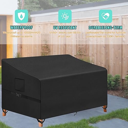 Kovshuiwe 4 Seat Garden Bench Cover Waterproof Oxford Fabric,Protective Cover for Garden Seat,Waterproof, Windproof, Heavy-duty,4200D Oxford Fabr