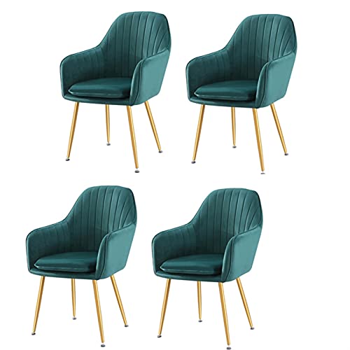 dining chair Set Of 4 Soft Seat And Back Velvet Living Room Chairs Sturdy Metal Legs Kitchen Chairs Reception Chair (Color : Dark green)
