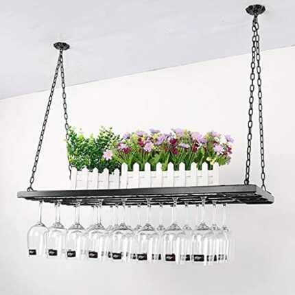 Wine racks Wall Mounted Chain Wine Bottle Holder | Hanging Stemware Glass Holder | Metal Storage Rack | Home & Kitchen Decor, for Bars,Restaurant