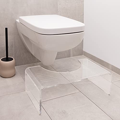 Navaris Toilet Stool for Adults - Squatting Adult Step Footstool for Use on Bathroom Toilet - Acrylic Step for Toilet Squat Position