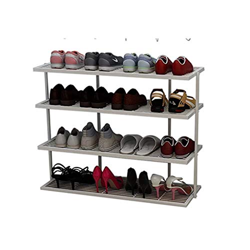 n/a 4-Tier Shoe Rack, Organizer Storage Bench Stand for Mens Womens Shoes Closet with Iron Shelves That Hold Shoes (Color : Svart)