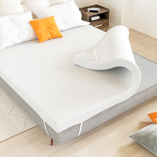 Memory Foam Mattress Topper King Size, 3 Inch Gel-Infused Cooling Mattress Pad Cover for Back Pain,Bed Topper with Removable & Washable Bamboo Co