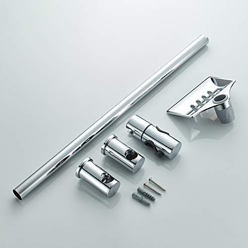 Ibergrif M20802 Shower Riser Rail, Wall Mounted Shower Slide Bar with Soap Dish Bracket Chrome Adjustable Shower Head Holder Bar for Bathroom