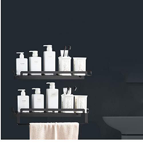 N/A Multifunctional Towel Rack- Black Space Aluminum Towel Racks, Bathroom Towel Shelf with Towel Bar Holder, Wall Mounted Multifunctional Towel