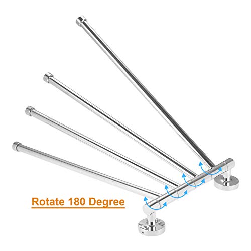 bowarepro 4-arm Swivel Towel Rails Hardware Stainless Steel 4-Bar Bathroom Kitchen fold out Towel Hanger Wall Mounted Holder, Narrow Rotatable Ba