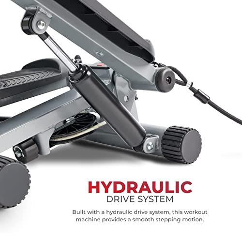 Sunny Health & Fitness Mini Stepper Machine, Stair Stepper Exercise Equipment with Resistance Bands and LCD Monitor, Air Climber Stepping Fitness