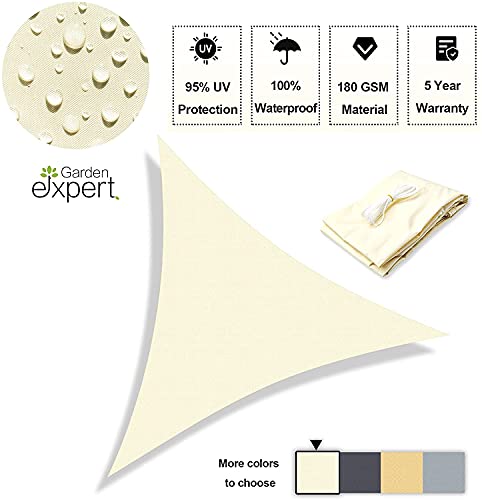 KAHEIGN Triangle Sun Shade Sail, 3m x 3m x 3m Waterproof 98% UV Block Sun Shade Canvas 180gsm Sunscreen Awning Canopy for Outdoor Garden Patio Ya