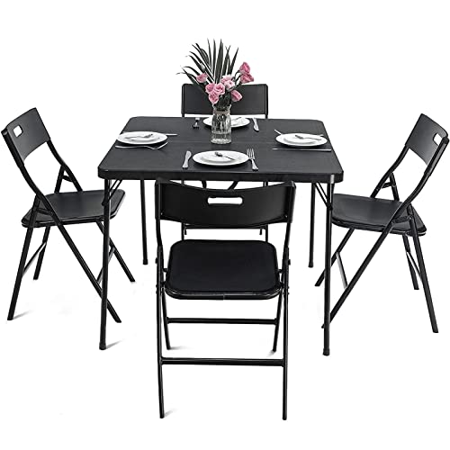 QINAIDI 5Pcs Folding Table and Chair Set, Lightweight Folded Self-driving Tour Table & Chairs, Easy to Store, for Camping Picnic Garden BBQ