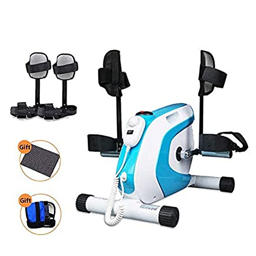 LUNEZY Motorised Pedal Exerciser Mini Exercise Bike Arm and Leg Trainer LCD Display, Ideal Training Device for Seniors and Athletes (Blue)