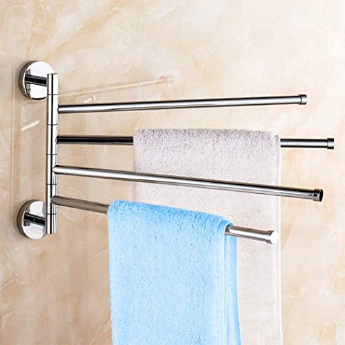 PHOEWON Swivel Towel Rail Chrome Stainless Steel Bath Rack Wall Mounted Towel Rack Holder with 4 Swivel Bars, Swing Towel Holder for Kitchen, Bat