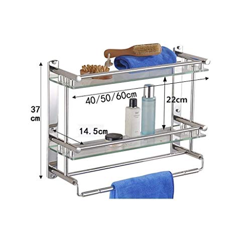 KNOXC Towel Racks,Bathroom Shelf with Rail,Stainless Steel Bathroom Rectangular Shower Caddy Basket Organizer Wall Mounted Bathroom Towel Rack