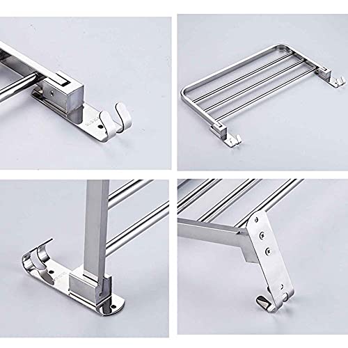 FVRTFT towel stand no drilling towel rail stainless steel towel rack foldable wall mounted self adhesive hook for bathroom-58cm
