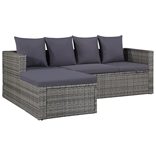 TJLSS Outdoor Furniture Garden Dining Furniture 4pcs With Gray Braided Resin Cushions Garden Furniture Sets