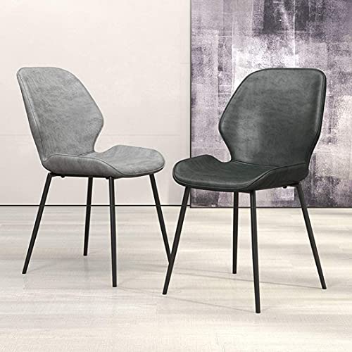 Kitchen Dining Chair with Matel Legs Modern Simple PU Leather Backrest Chair Kitchen Living Room Lounge Counter Chairs (Color : Light gray, Size