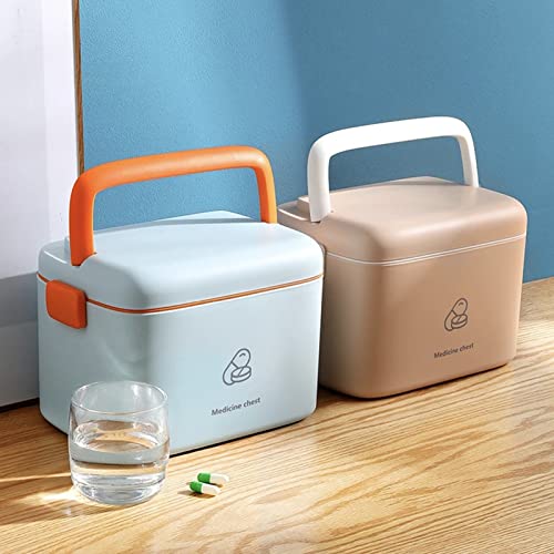 Jadeshay Family Storage Box with Buckle Double Layered Storage Cabinet with Large Capacity First Aid Kit Colour Macaron(White)