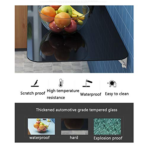 OUYOXI Tempered Glass Folding Shelf Multifunction Small Apartment Wall Mounted Fold Down Table For Study Computer Kitchen Dining Table (Color : B