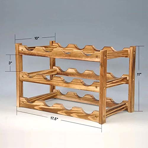 KALINCO Wine Rack, Wine Racks Free Standing Floor, Wine Rack 12 Bottles 3-Tier, Wine Racks Countertop for Pantry, Bar, Cabinets Rack