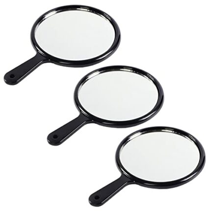 lasenersm 3 Pieces Small Hand Mirror with Handle Portable Makeup Mirror Round Cosmetic Mirror Travel Makeup Mirror Cute Hand Mirror Handheld Mirr