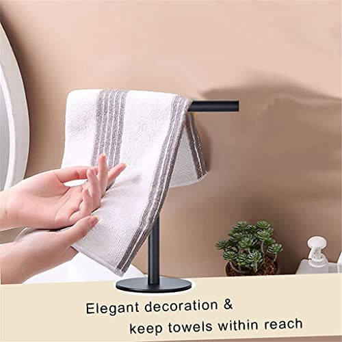 CHUNYU Portable Hand Towel Holder Stand For Bathroom Stainless Steel Countertop Towel Rack Stand Brushed Matte Black