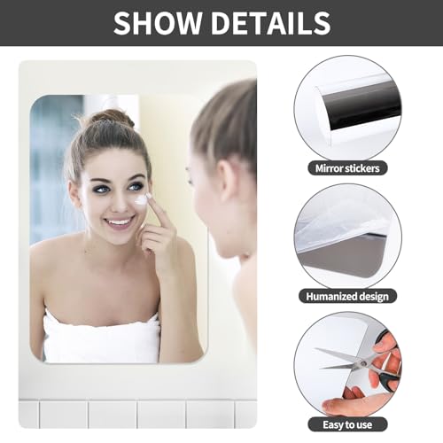 Self Adhesive Mirror Stick on Mirror 42 x 27cm Large Acrylic Mirror Wall Mirror Tile Non Glass Sticky Mirror Clear Mirror On Frameless for Bathro