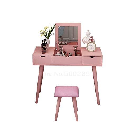 DINGZZ Dressing Table Small Apartment Mini Bedroom Economy Nordic Simple Flip Makeup Table