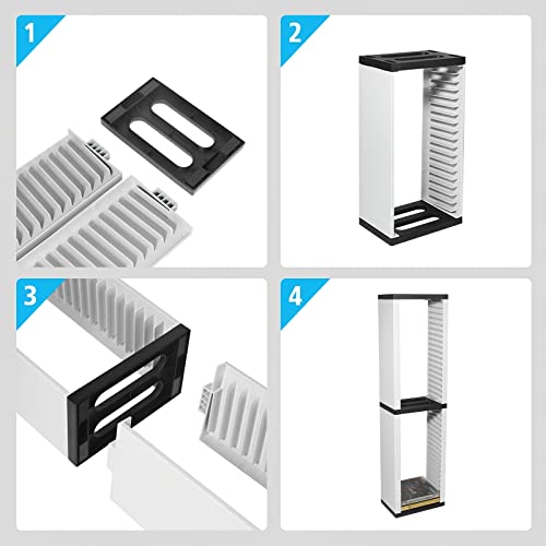 Haokaini Game Disc Holder Video Game Storage Tower Bracket Rack 36 Games Disc Holder Storage Shelf Disc Console Host Controller for PS5 Game Disc