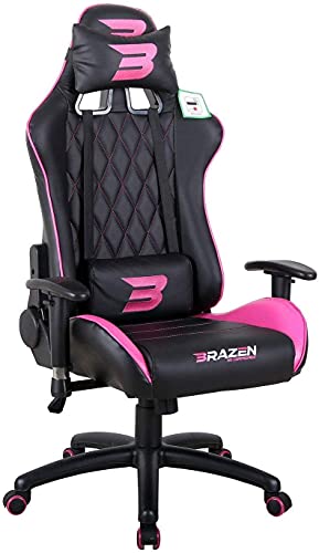 BraZen Phantom Elite Pc Gaming Chair for Adults Ergonomic Reclining Seat with Lumbar Support - Pink