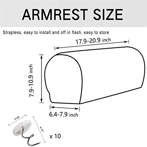 GEOCANG 6Pcs Armrest Covers Spandex Stretch Fabric Arm Caps Anti-Slip Furniture Protector Slipcovers for Armchairs Sofa Couches Recliner (Lvory w