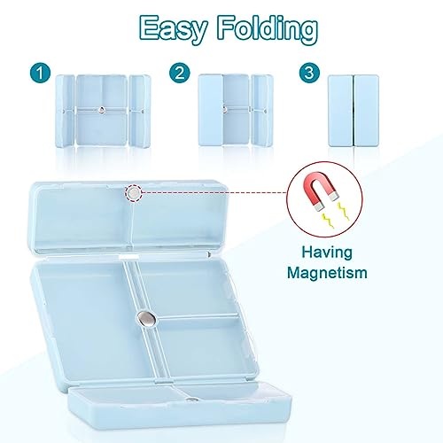 AWAVM 2PCS Travel Portable 7-Cell Medicine MOX, Foldable Flip Medicine Box, Personal 7-Day Sealed Pill Storage Box