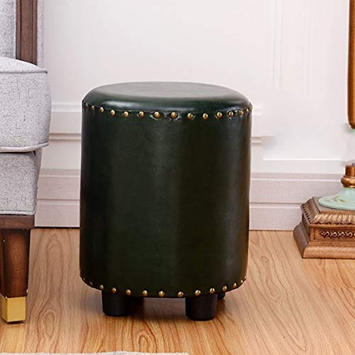 LUKEO Dark Green Footstool, Home Creative Low Pier Living Room Shoe Changing Stool Fashion Round Stool Sofa Stool
