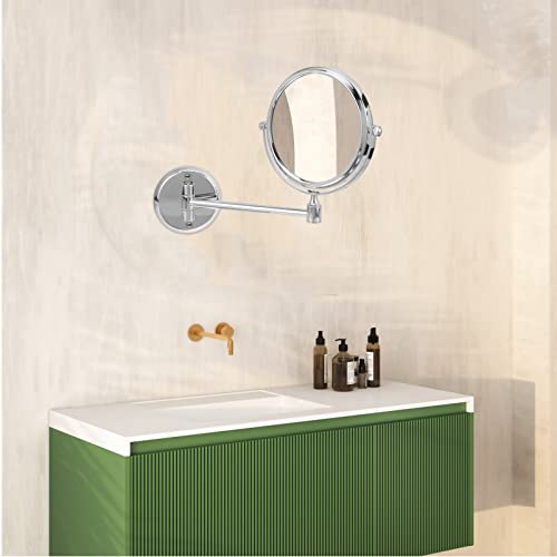 Healvian Bathroom Makeup Mirror 3X Magnifying Wall Mounted Double-Sided Folding Mirror Wall Mounted Makeup Vanity Mirror Rotation Magnifying Bath