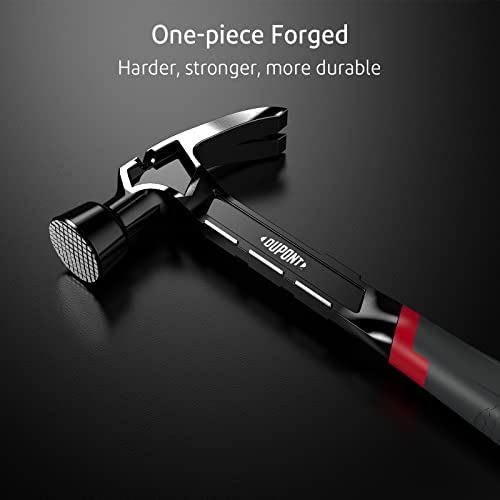 DuPont One-Piece Forged Claw Hammer, Utility Hammer With Safe Anti-Slip Grid Surface,Two-Way Pull Studs,Ergonomic Handle Design for Home