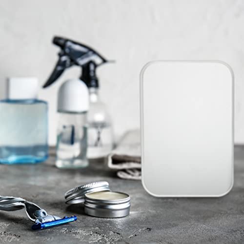 Relaxdays Tilting Cosmetics Mirror, Travel Vanity Mirror for Shaving, Plastic Frame, White