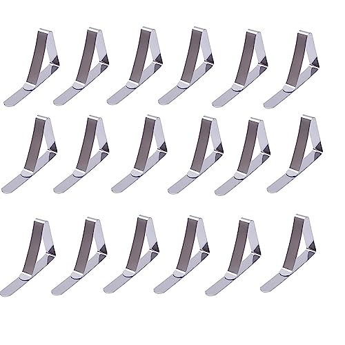 Tablecloth Clips,18Pack Table Cloth Clips Stainless Steel Table Cloth Cover Clamps Table Cloth Clips Adjustable Table Cloth Holders Clips Heavy D