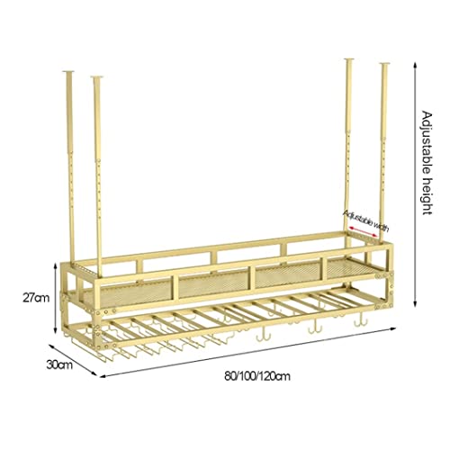 EMISOO Floating Wine Shelf with Glass Holder, Hanging Wine Rack Ceiling Stemware Shelf Wine Storage Display Rack for Under Cabinet Bar,Adjustable