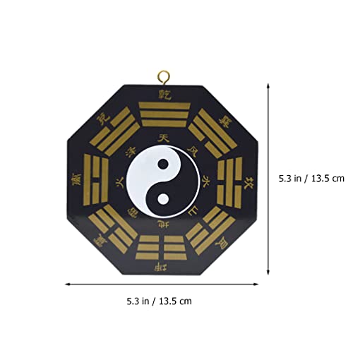 STOBOK Chinese Bagua Mirror Feng Shui Wood Traditional Lucky Tai Ji Mirror Ornament Convex Concave Mirror for Taoist Home Decoration Business Cha