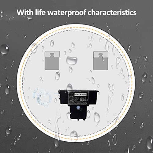 SkiPdr Bathroom round Led Dimmable Toilet Bathroom Mirror with Lamp, Household Makeup Wallmounted Defogging Mirror (60/70Cm), a Warm Light,