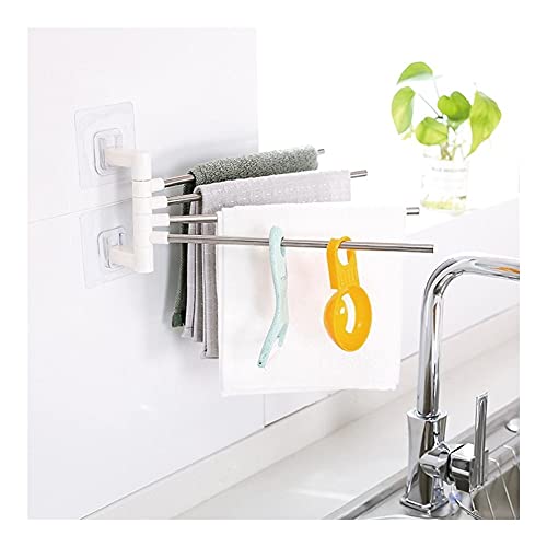 HIGOH Towel Racks, Towel Rail for Bathroom,Bathroom Hand Towel Holder,Rotating Towel Holder,Wall Mounted Towel Hanger,Swivel Rack 4 Bar Bathroom