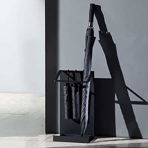 FBITE Umbrella Stands,Nordic Style Metal, Iron Umbrella Rack with Removable Drip Tray and 3 Hooks, Prefect for Entrance Area, Bookstore, Library