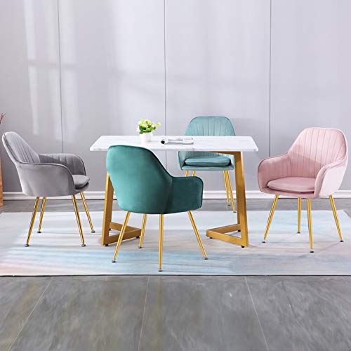 Modern Kitchen Dining Room Chairs Living Room Kitchen Velvet Dining Chairs With Arms Rest Back Support Golden Metal Legs (Color : Dark grey)
