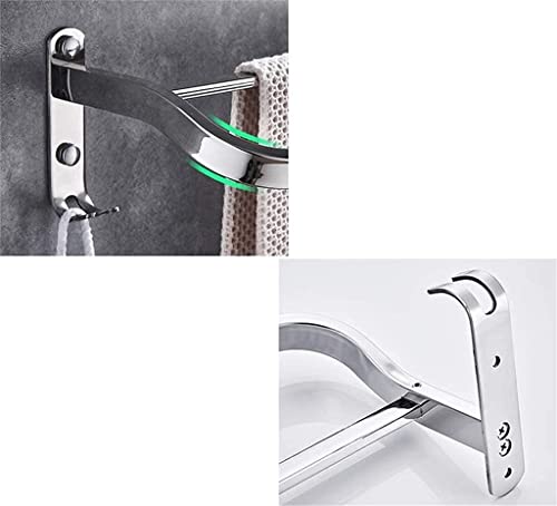 XHALERY Bathroom Towel Bar Bathroom Towel Rack Two Rod Towel Bar Kitchen Rag Storage Shelf Shower Rack - Silver Tower Hanger/50Cm